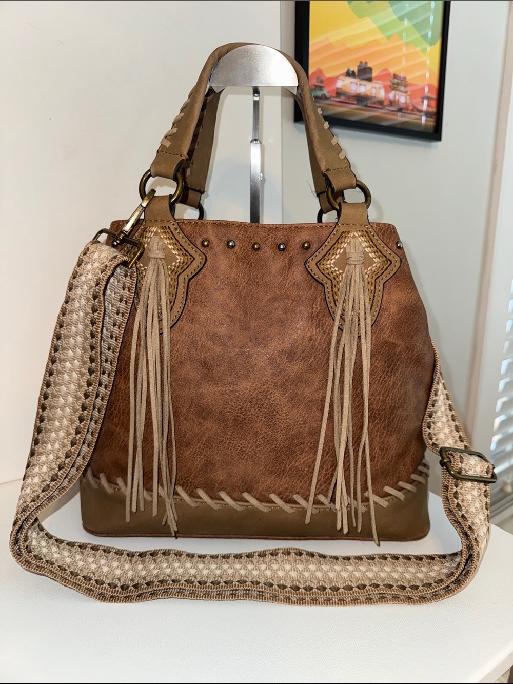 Justin Boots Conceal Carry Chestnut Stitch Small Tote Bag